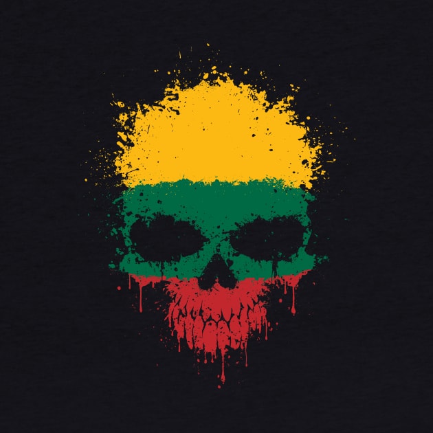 Chaotic Lithuanian Flag Splatter Skull by jeffbartels